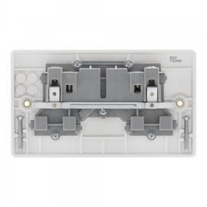 BG Electrical 822-PACK (Pack of 10) Nexus White Moulded 2 Gang Single Pole Switched Socket 13A
