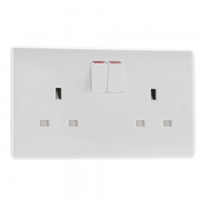 BG Electrical 822-PACK (Pack of 10) Nexus White Moulded 2 Gang Single Pole Switched Socket 13A