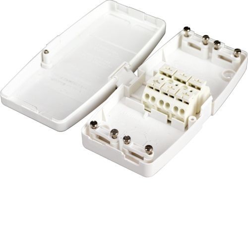 Hager J803-PACK (Pack of 10) Ashley White 3 Terminal Maintenance Free Junction Box With Incoming / Outgoing Cable Clamps For Power 32A