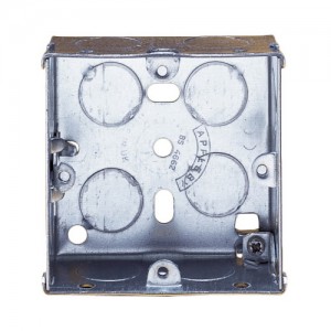 Appleby SB655 Steel 1 Gang Flush Mounting Box With Fixed + Adjustable Lugs & Knockouts Depth: 25mm