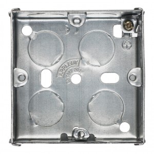 Appleby SB618 Steel 1 Gang Flush Mounting Box With Fixed + Adjustable Lugs & Knockouts Depth: 47mm