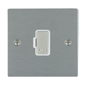 Hamilton Litestat 84FOSS-W Sheer Satin Steel Flatplate Screwed Unswitched Fused Connection Unit With Satin Steel Fuse Carrier Cover & White Insert 13A