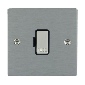 Hamilton Litestat 84FOSS-B Sheer Satin Steel Flatplate Screwed Unswitched Fused Connection Unit With Satin Steel Fuse Carrier Cover & Black Insert 13A