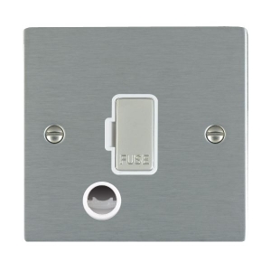 Hamilton Litestat 84FOCSS-W Sheer Satin Steel Flatplate Screwed Unswitched Fused Connection Unit With Front Flex Outlet & White Inserts 13A