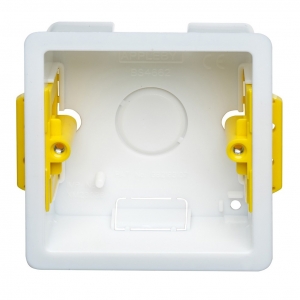 Appleby SB619-PACK (Pack of 10) White Thermoplastic 1 Gang Dry Lining Mounting Box With Adjustable Lugs Depth:35mm