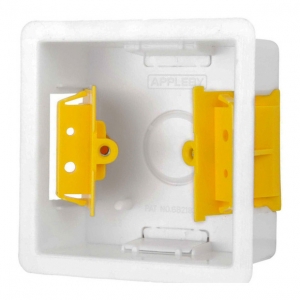 Appleby SB619 White Thermoplastic 1 Gang Dry Lining Mounting Box With Adjustable Lugs Depth:35mm