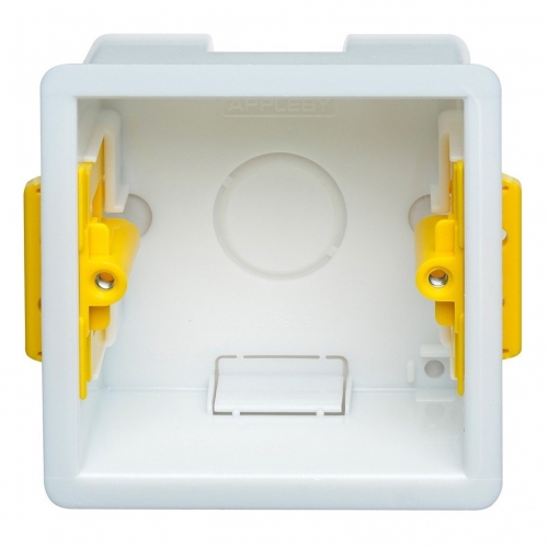 Appleby SB632 White Thermoplastic 1 Gang Dry Lining Mounting Box With Adjustable Lugs Depth:47mm