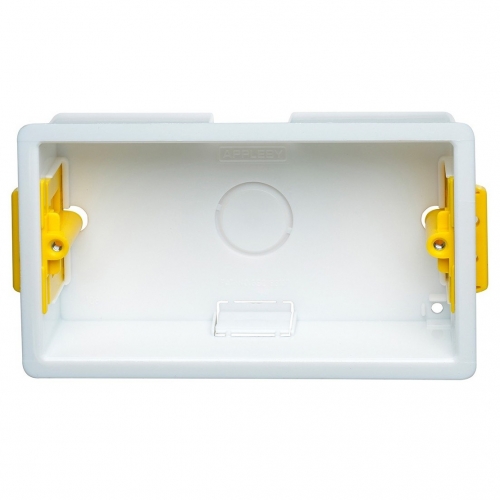 Appleby SB629 White Thermoplastic 2 Gang Dry Lining Mounting Box With Adjustable Lugs Depth:35mm