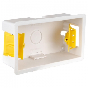 Appleby SB629 White Thermoplastic 2 Gang Dry Lining Mounting Box With Adjustable Lugs Depth:35mm