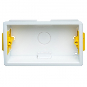 Appleby SB629-PACK (Pack of 10) White Thermoplastic 2 Gang Dry Lining Mounting Box With Adjustable Lugs Depth:35mm