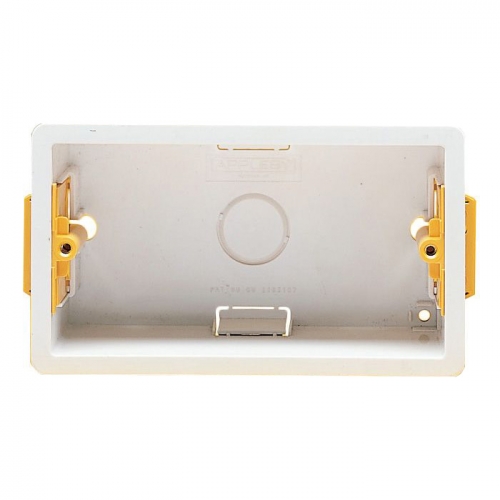 Appleby SB631 White Thermoplastic 2 Gang Dry Lining Mounting Box With Adjustable Lugs Depth:47mm