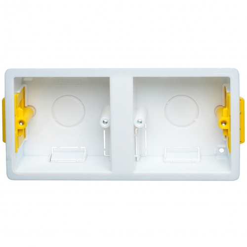 Appleby SB637 White Thermoplastic 2 x 1 Dual Gang Dry Lining Mounting Box With Adjustable Lugs Depth:35mm
