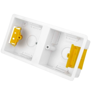 Appleby SB637 White Thermoplastic 2 x 1 Dual Gang Dry Lining Mounting Box With Adjustable Lugs Depth:35mm
