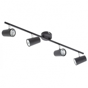 Inlite INL-31723-BLK Harvey Black Steel Four Light Bar GU10 Adjustable Spotlight With Round Mounting Plate - Requires Lamps IP20 4 x 35W GU10 240V