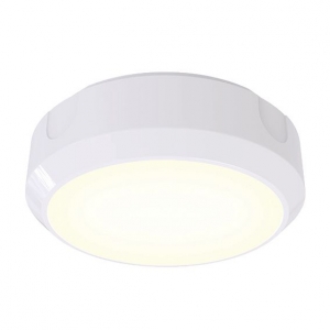 Ansell Lighting ADLED1/WV/CCT Delta White All Polycarbonate Round CCT LED Bulkhead With Colour Selectable LEDs, Opal Diffuser & Optional Trim Attachment IP65 6W 628Lm - 670Lm 240V Dia Ø: 200mm | Proj: 65mm