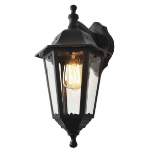 Coast Lighting CZ-25145-BLK Bianca Black All Polycarbonate Coach Lantern With Clear 6 Panel Diffuser & Top/Bottom Arm Mounting - Requires Lamp 42W GLS