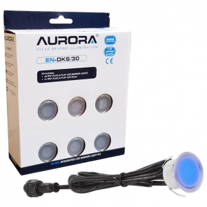Aurora Lighting EN-DK6/BLU M-LiteKit 304 Stainless Steel RoundLED Marker Light Kit With 6 x Blue LED Marker Lights, Plug-And-Play Connectors & Driver
