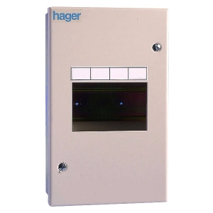 Hager IU4 White Steel 1 Row 4 Module DIN Rail Enclosure Without Door Height: 187mm | Width: 115mm | Depth: 62mm