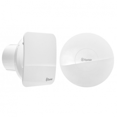 Xpelair C4TSR 078346 Contour C4 White Simply Silent 2 Speed Axial Fan With Adjustable Timer & Round + Square Interchangeable Fascias IPX4 240V Spigot DiaØ : 100mm