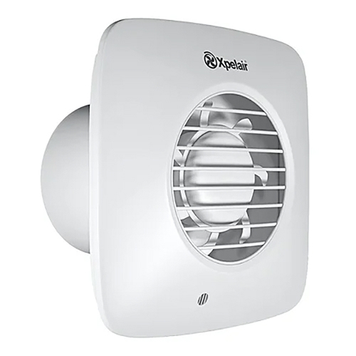 Xpelair LV100S 93031AW Simply Silent White Square 2 Speed SELV Axial Fan With Wall-Fitting Kit For Remote Switching IPX4 12V