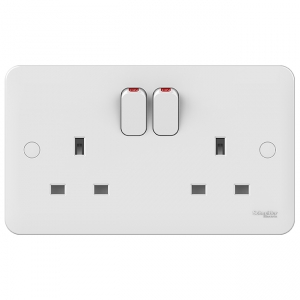 Schneider Electric GGBL3020-PACK (Pack of 10) Lisse White Moulded 2 Gang Single Pole Switched Socket 13A