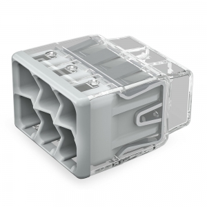 Wago 2773-406 Transparent 6 Pole Push Wire Compact Connector With Grey Cover For Junction Boxes (Pack Size 50) 32A 450V 0.75mm² - 4mm²