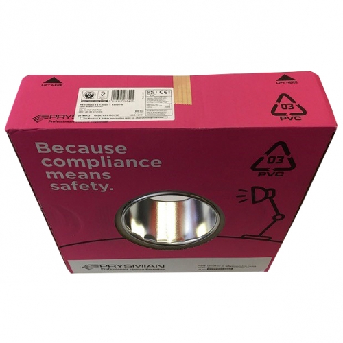 Prysmian 6243YH1GRY100 BASEC Approved 6243Y Grey Three Core & Earth Cable 1.5mm 100m Reel