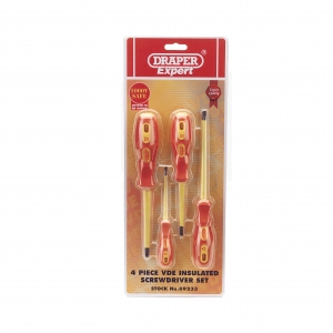 Draper 69233 Expert 960 Series 4 Piece VDE Fully Insulated Soft Grip Screwdriver Set