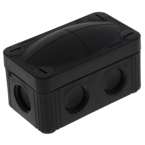 Wiska 10109571 COMBI® 206 Black Polypropylene Weatherproof Junction Box With 6 Self Sealing Cable Inlets Without Terminals IP66/IP67 400V L:85mm | W:49mm | D:51mm