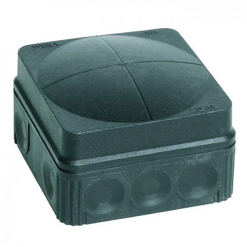 Wiska 10061999 COMBI® 108 Black Polypropylene Weatherproof Junction Box With 10 Self Sealing Cable Inlets Without Terminals IP66 400V L:76mm | W:76mm | D:51mm
