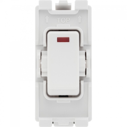 BG Electrical R31 Nexus Grid White 1 Module Double Pole Grid Switch With Neon 20AX