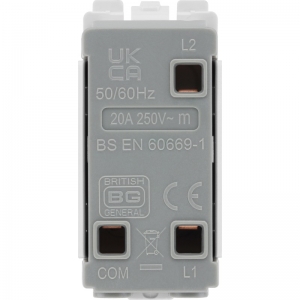 BG Electrical R14C Nexus Grid White 1 Module Single Pole 1 Way Retractive Centre Off Push Grid Switch 20AX