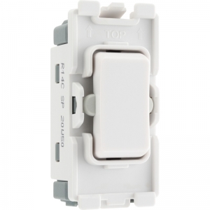 BG Electrical R14C Nexus Grid White 1 Module Single Pole 1 Way Retractive Centre Off Push Grid Switch 20AX