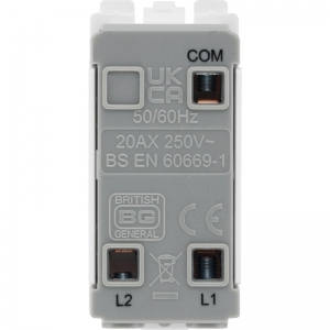 BG Electrical R12EL Nexus Grid White 1 Module Single Pole 2 Way Secret Key Grid Switch Marked EMG LTG TEST 20AX
