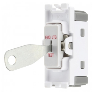BG Electrical R12EL Nexus Grid White 1 Module Single Pole 2 Way Secret Key Grid Switch Marked EMG LTG TEST 20AX