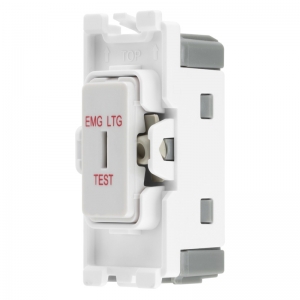 BG Electrical R12EL Nexus Grid White 1 Module Single Pole 2 Way Secret Key Grid Switch Marked EMG LTG TEST 20AX