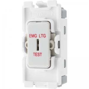 BG Electrical R12EL Nexus Grid White 1 Module Single Pole 2 Way Secret Key Grid Switch Marked EMG LTG TEST 20AX