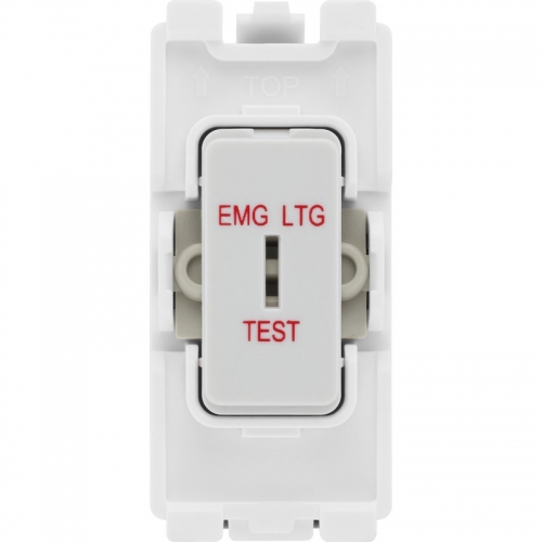 BG Electrical R12EL Nexus Grid White 1 Module Single Pole 2 Way Secret Key Grid Switch Marked EMG LTG TEST 20AX