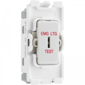 BG Electrical R12EL Nexus Grid White 1 Module Single Pole 2 Way Secret Key Grid Switch Marked EMG LTG TEST 20AX