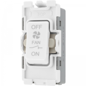 BG Electrical R15 Nexus Grid White 1 Module Triple Pole Fan Isolator Grid Switch With Fan Symbol 10A