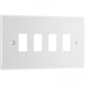 BG Electrical R84 Nexus Grid White Moulded 2 Gang 4 Module Grid Frontplate