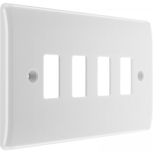 BG Electrical R84 Nexus Grid White Moulded 2 Gang 4 Module Grid Frontplate
