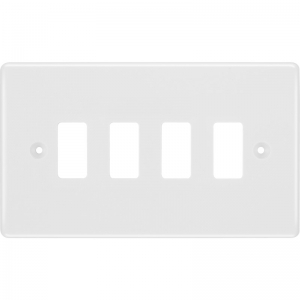 BG Electrical R84 Nexus Grid White Moulded 2 Gang 4 Module Grid Frontplate