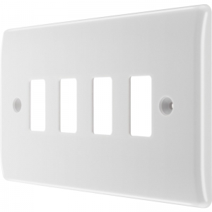 BG Electrical R84 Nexus Grid White Moulded 2 Gang 4 Module Grid Frontplate