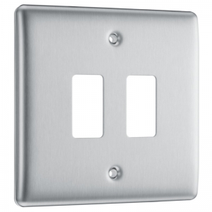 BG Electrical RNBS2 Nexus Grid 1 Gang 2 Module Brushed Steel Grid Frontplate