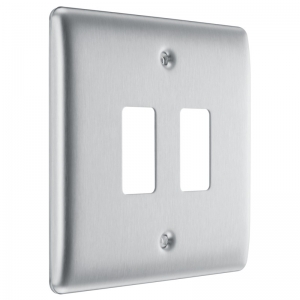 BG Electrical RNBS2 Nexus Grid 1 Gang 2 Module Brushed Steel Grid Frontplate