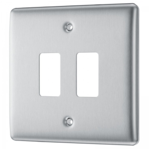 BG Electrical RNBS2 Nexus Grid 1 Gang 2 Module Brushed Steel Grid Frontplate