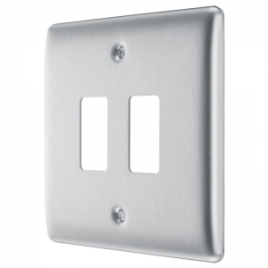 BG Electrical RNBS2 Nexus Grid 1 Gang 2 Module Brushed Steel Grid Frontplate
