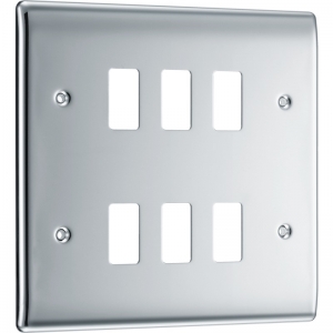 BG Electrical RNPC6 Nexus Grid 6 Module Polished Chrome Grid Frontplate Height: 146mm | Width: 146mm