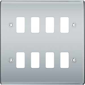 BG Electrical RNPC8 Nexus Grid 8 Module Polished Chrome Grid Frontplate Height: 146mm | Width: 146mm